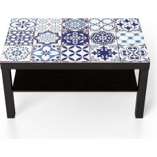 DEQORI klaasist laud | Must suur 90 x 50 cm | Azulejo seinaplaadid | Ebatavaline klaasist küljelaud | Kõrgläikega kohvilaud elutuppa | Moodne disainiga diivanilaud