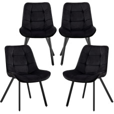 Sametist toolid, kangastoolid, polsterdatud toolid, söögitoa toolid, sametist köögitoolid, metallist jalad, värv: must, kogus: 4 tk.