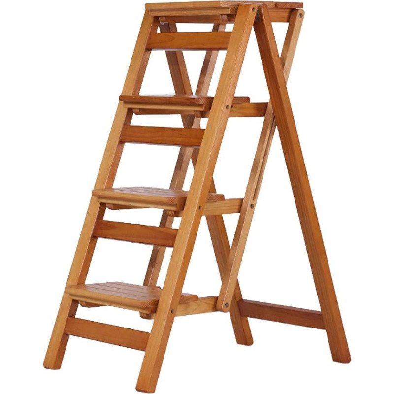 4-Stufen-Leiter, Massivholz, Mehrzweck-Klappstuhl, Dicker Tritthocker für den Haushalt, leichte Gartengeräte, tragbare Trittleiter, maximale Belastung 150 kg