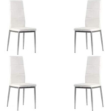 MOMMA HOME - Söögitoolide komplekt 4 tk - Lara mudel - Värv valge - Mõõtmed 42 x 47 x 97,5 cm - Kunstnahast polsterdus - Ergonoomiline ja polsterdatud seljatugi - Hall värvitud metallkonstruktsioon