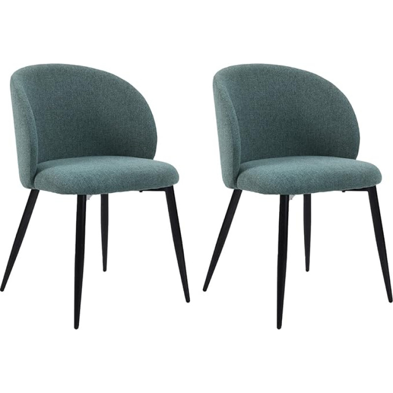 Rebecca Mobili RE6916 2 köögitoolist koosnev komplekt elutuppa polü linasest riidest metallist Aqua Green Ergonoomiline Elegantne pehmendusega Mõõtmed K x L x S: 81 x 54 x 56 cm