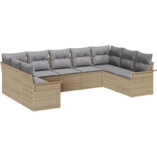 Rantry 9 Teile Garten Diivan Set mit Kissen Beige Poly Rattan Gartenlounge Model3345520
