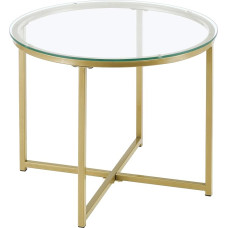 [en.casa] Alavieska küljelaua klaasist lauaplaat terasraamiga 50 x 42 cm kohvilaud elutoa laud kuldne