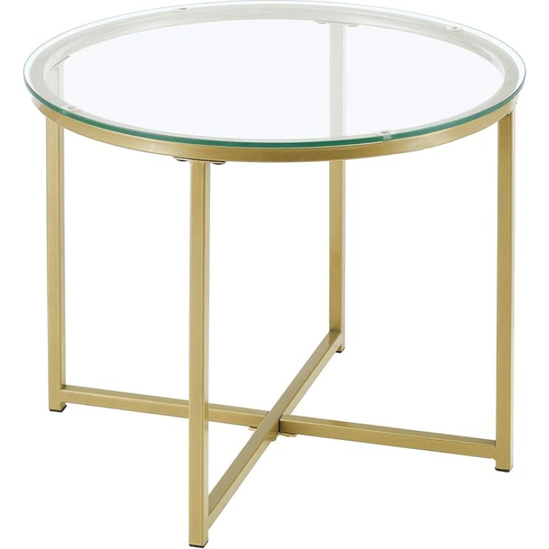 [en.casa] Alavieska küljelaua klaasist lauaplaat terasraamiga 50 x 42 cm kohvilaud elutoa laud kuldne