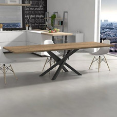 VE.CA.Polynesia puidust pikendatav laud, 180 x 100 cm, kõrgus 80 cm, pikendatav kuni 280 cm, terasraamiga, matt must, erinevad värvid, laud köögi maja pähklipuust