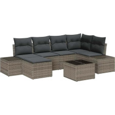 6-teiliges Garten Diivan Set mit Kissen Schwarz Poly Rattan Gartenlounge Model3355808