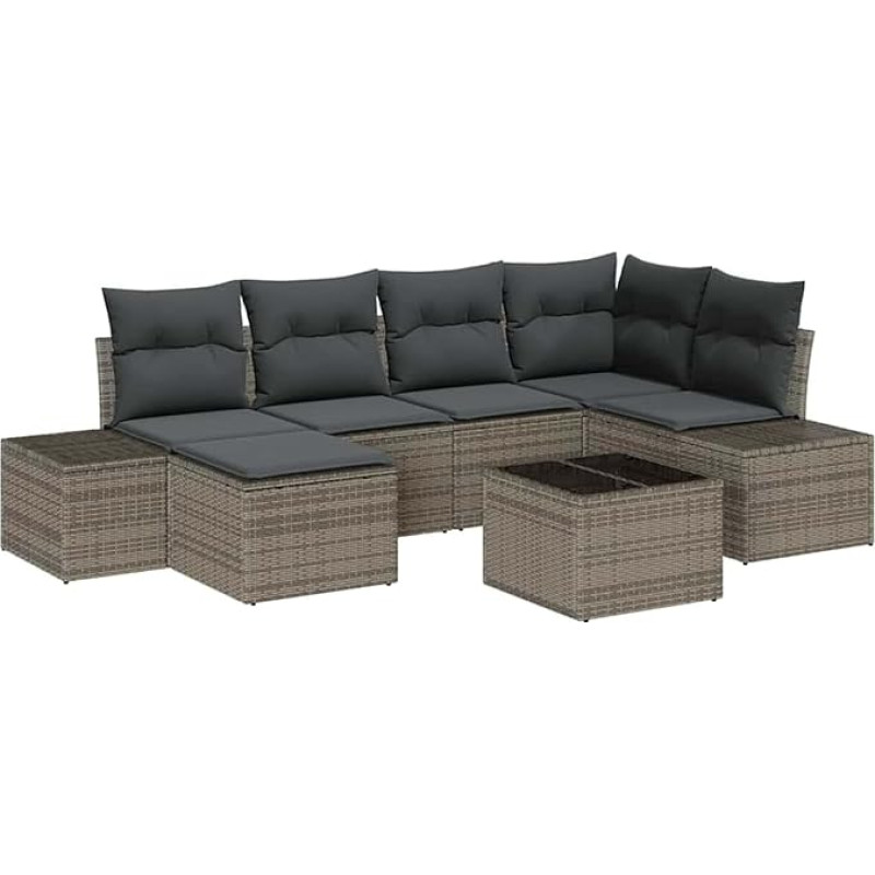 6-teiliges Garten Diivan Set mit Kissen Schwarz Poly Rattan Gartenlounge Model3355808