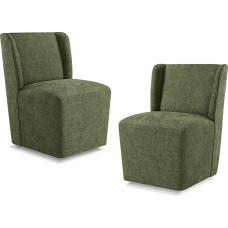 KISLOT polsterdatud söögitool ratastega, Wingback kaasaegne kontoritool ilma külgmise käetoeta ja ratastega söögituppa, magamistuppa, elutuppa, lugemissaali, roheline