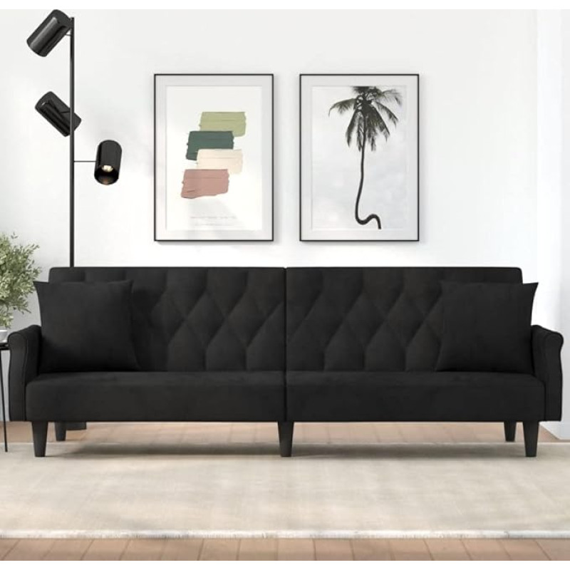 Xichuzi diivanvoodi koos käetoedega, must samet, diivan, diivanvoodi, diivanvoodi, väike diivan, diivanvoodi, diivanvoodi, diivanvoodi, elutuba, istumisala elutuba