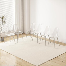 NicBex komplekt 6 kaasaegset läbipaistvat söögitooli, millel on hõbedased metalljalad, rõhutatud käedeta söögitoolid söögituppa magamistuppa elutuppa hõbedane