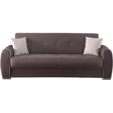 Dmora Alejandro 3-kohaline diivanvoodi koos 2 padjaga, elutoa diivan polsterdatud kangast Click Clack avanemisega, 224 x 85 x 87 cm, helehall