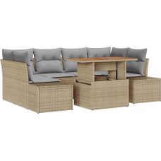 Model3358653 7-osaline aia diivan komplekt koos pehmendusega Beeži polü rotangist aiasaaliga