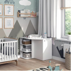 Vicco Kristian Baby Changing Unit White 85 x 86.2 cm with Door and Open Compartments