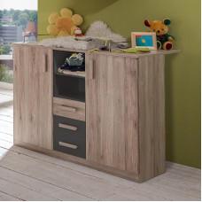 Baby Room / Nursery Changing Table Convertible to Chest of Drawers in Oak with Graphite
