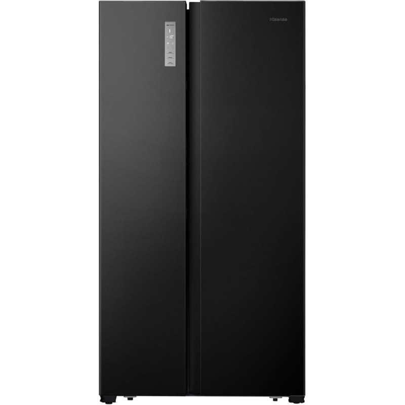 Hisense RS677N4BFD Side by Side Fridge Freezer / Inverter Compressor / Bottle Rack / 2 FreshZone / Vegetable Compartment / Fridge Capacity 334 L / Freezer Capacity 185 L / 41 dB / 247 kWh per Year, Black