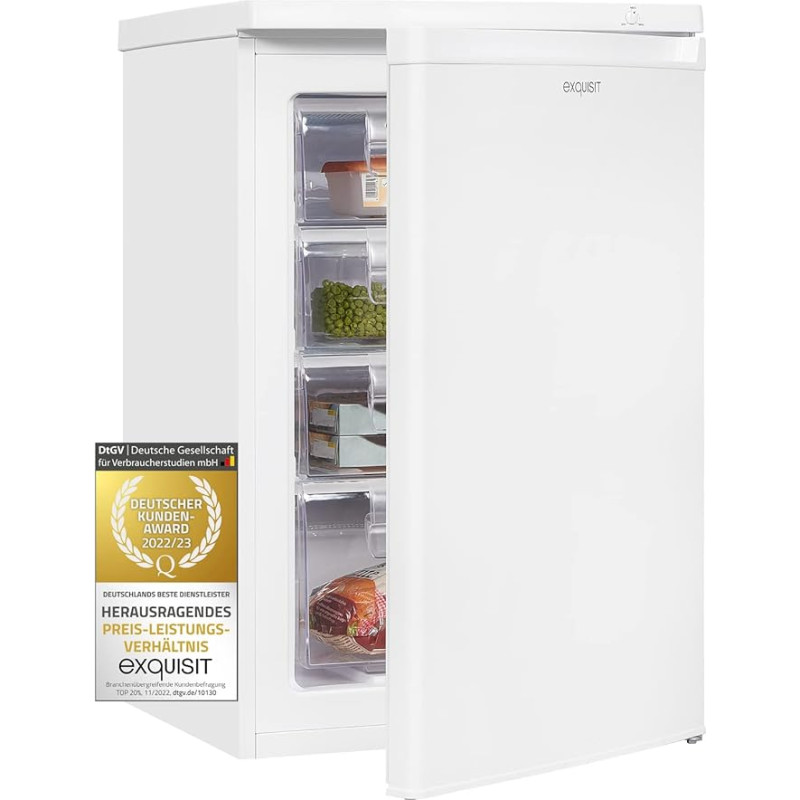 Exquisit Freezer GS12-040E White | Freezer Drawers | 91 Litre Volume | Standing Device