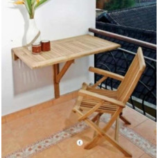 Teako Design Sondrio Wall Folding Table, Teak Wood, Square, Solid Wood, Weatherproof, Patio Furniture, Weather-Resistant, Teak Furniture, Folding Table, Solid Wood Table, FLEGT-Licensed (80 x 50 cm)