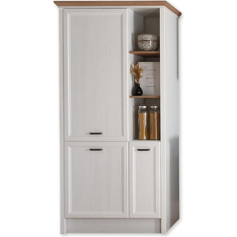 Jasmin Modernne sisseehitatud külmikukapp heledast männipuidust Artisan Oak Look - ruumikas kõrge köögikapp, kus on palju hoiuruumi - 104 x 216,5 x 61 cm (B x K x S)