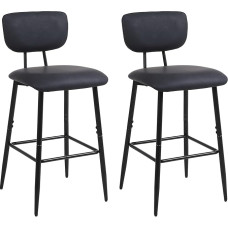 Nusetx 2 baaritooli komplekt koos kunstnahast seljatoe ja jalatoega, köögitoolid, baaritooli, töötool söögitoas ja baaris, must