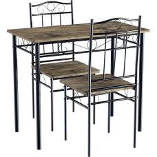 3-osaline söögilauakomplekt Väike söögilaud 2 tooliga, köögilaud söögilaud 2 tooliga söögituppa/elutuppa/õue/hoovi/rõdule/mööblikomplekt 3 tk/90 x 48 x 75 cm/Vintage Brown