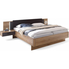 Stella Trading ASCHAU Stiilne kaheinimesevoodisüsteem koos öökappide ja valgustusega 180 x 200 cm - magamistoa komplekt Mauvella Tamme välimusega, grafiit - 305 x 93 x 210 cm (B x K x S)