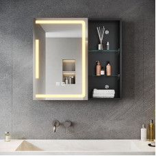 SONNI LED Vannitoa peeglikapp reguleeritava riiuli ja avatud hoiuruumiga, 65 x 60 cm Vannitoa peeglikapp koos valgustuse ja pistikupesaga, dimmerdatav, uduvastane, meditsiinikapp