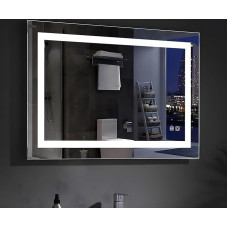 MEESALISA Lisa LED Vannitoa peegel 80 x 60 cm koos valgustusega Ristkülikukujuline vannitoa seinapeegel Hämarusvastane valgusepeegel Pistikupesa Touch Soe valge/jahvatu valge 600 x 800 cm