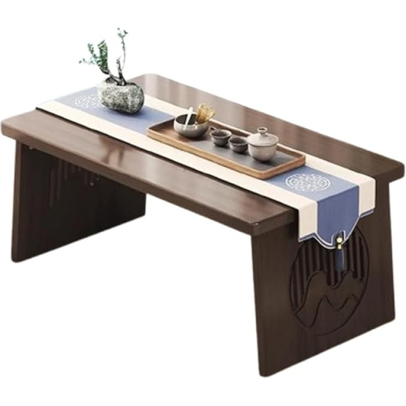 WIKLMOTH Kokkupandav Jaapani stiilis põrandal asuv väike teelaud, Tatami kohvilaud, madal altarilaud meditatsiooniks, põrandal istumiseks, toiduks ja vaimseteks praktikateks (pähkelpuu, 80 x 40 x 30 cm)