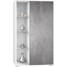 Vladon Davos vitriinkapp Made in Germany, 3 klaasriiuli ja 8 kambriga seisev vitriinkapp, matt valge / kivihall (71,5 x 134 x 35 cm)