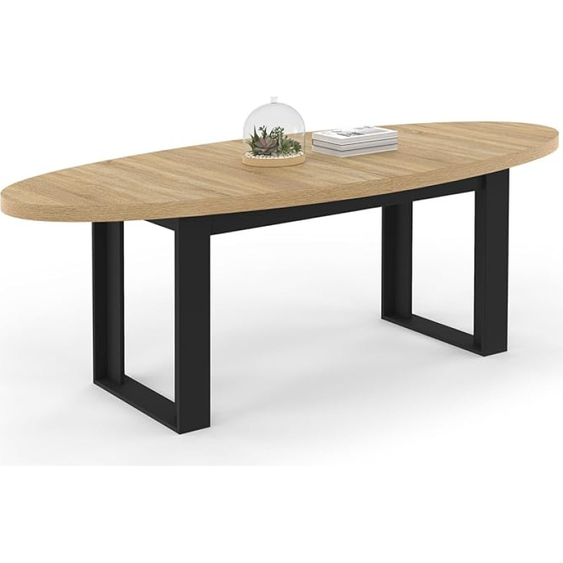 IDMarket - Phoenix 8-kohaline ovaalne söögilaud 200cm puit ja must