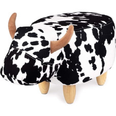 balvi La Vache tool must/valge lehmakujuline puidust jalad polüester/puit