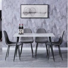 GOLDFAN söögilaud 4 tooliga, ristkülikukujuline klaasist söögilaud, kaasaegne köögilaudade komplekt, riidest söögitool, köögitool, hall