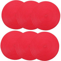 FIXOSHEE 6 Stück Teiliges Rundes Pp platzset Abwischbar Hitzebeständig Handgewebt Boho Tischset für Esstisch Dekoration Zuhause Hochzeit
