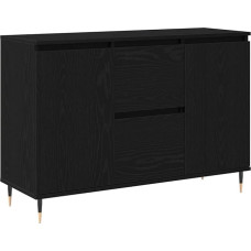 vidaXL uste ja sahtlitega küljepaneel must tammepuust 101,5 x 35 x 70 cm