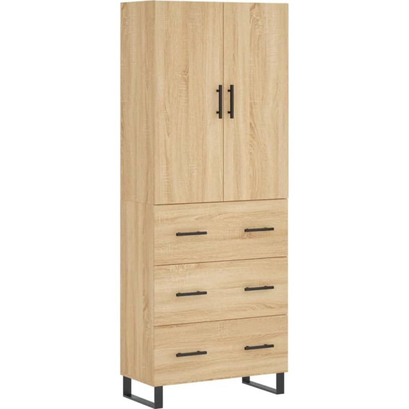 vidaXL Highboard Sonoma Tamm 69,5 x 34 x 180 cm Puidu materjal