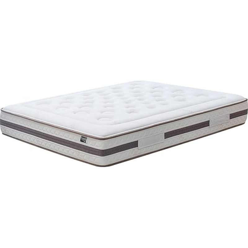 Kuo Dream - Eco Natural madrats, 100% Hispaania, Öko-Tex, Pocket Spring, Cotton Bamboo, Lumbar Support Latex, All Season, Beige, 140 x 190 cm