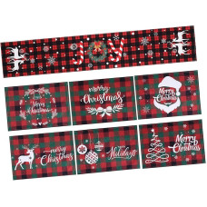 VALICLUD 7 STK. Weihnachtliches Tischset Polyester Platzsets Hitzebeständig Pflegeleicht für Drinnen und Draußen mit Tischläufer Weihnachtsdeko Festlich für Familienessen und Party
