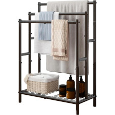 ARFARLY vabalt seisev rätikuriiul, 3-astmeline rätikuriiul, metallist rätikuriiul vannituppa, pesuruumi, magamistuppa, tööstuslik kuivatus- ja väljapanekuriiul koos riiuliga, must