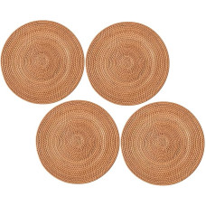 Sosoport 4 Stück Runde Rattan Coaster Tee Untersetzer Gewebte Rattan -untersetzer Handgefertigte Untersetzer Tassenpolster Handgewebter Thronemat Khaki