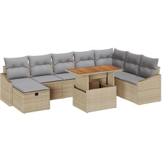 Rantry Model3360039 9-osaline aiasohva komplekt koos pehmendusega Beeži polü rotangist aiasaaliga