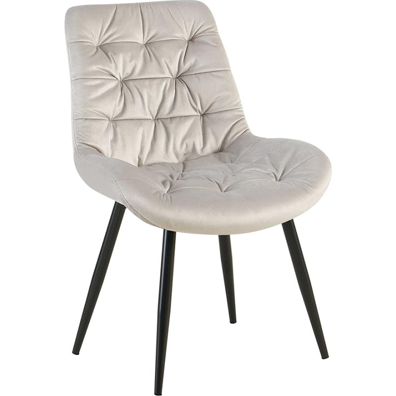 CLP Rossford söögitoatool, pehmendusega köögitool, tepitud sametkattega, must metallraam, maksimaalne koormus 150 kg, värv: Hall