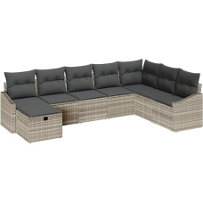 Rantry 8-teiliges Garten-Sofa-Set mit Kissen in hellgrauem Poly-Rattan Gartenlounge Model3359331