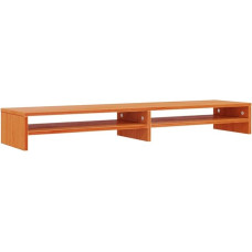 vidaXL massiivsest männipuidust monitori statiiv koos hoiuga Ergonoomiline töölaua riiul kontorisse/kodusse, vaha pruun, 100 x 24 x 13 cm