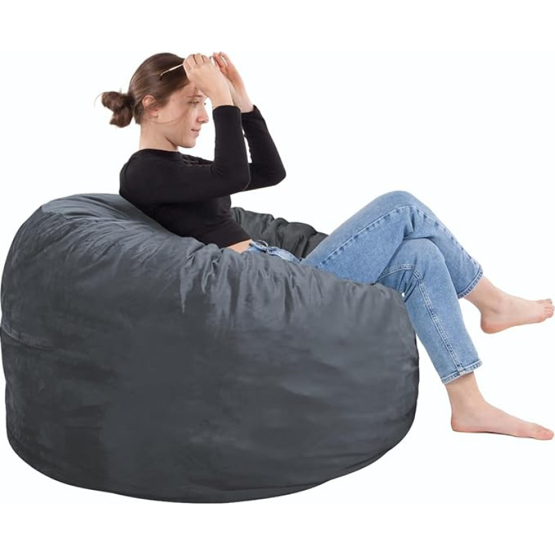 SEASXOLTE Bean Bag Chair 3ft Memory Foam Täidetud eemaldatav sametkate Bean Bag toolid täiskasvanutele Teens ümmargune diivan tool elutuppa magamistuba ja mängutuba Hall