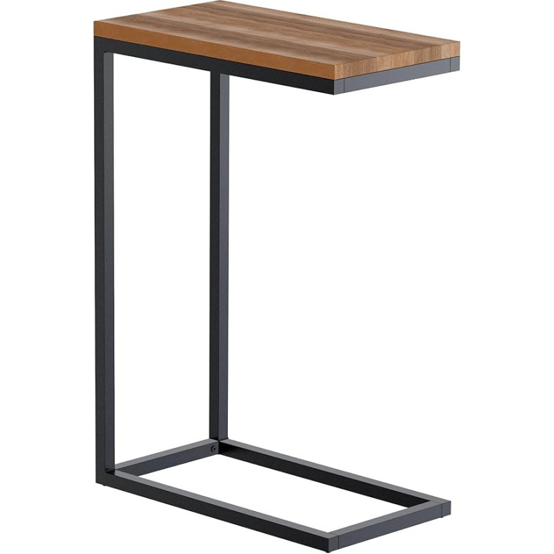 CLP Manteo küljelaud, tammepuust, nelinurkne öökapp, diivanilaud pulbervärvitud metallraamiga ja põrandakaitse, suurus: 46 x 25 x 67 cm