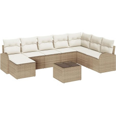 Garten Diivan Set Set von 9 Beige Rattan Garten Diivan Set Gartenlounge Model3346171