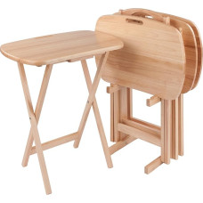 Winsome Lucca 4 Snacktische mit Aufbewahrungsständer, naturfarben