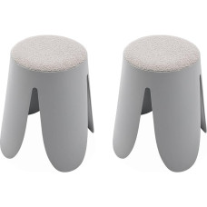 Komplekt 2 virnastatavat jalatsi, helehall, tekstuurne bukleekate, NIKI, diameeter 30 / 44 x kõrgus 46 cm