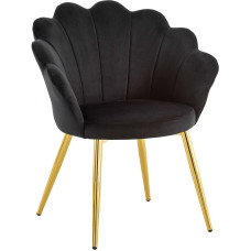 FineBuy Tulip Sametiga polsterdatud köögitool kuldsete jalgadega Shell tool Skandinaavia disainiga polsterdatud tool kangakattega