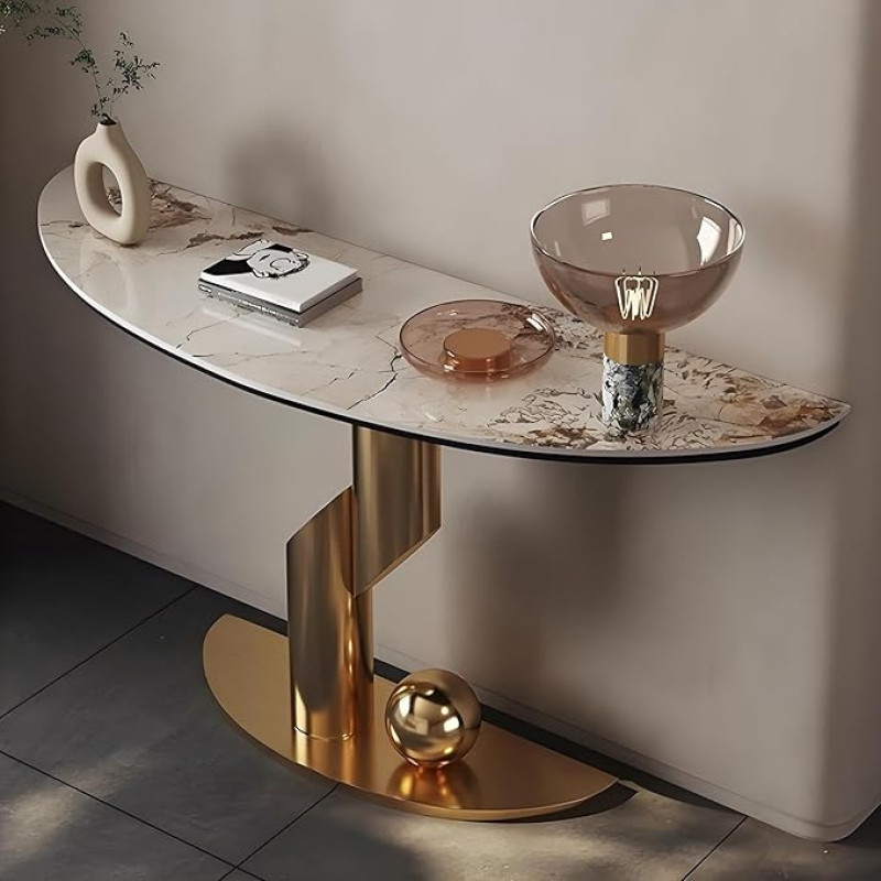 Moderner schmaler Konsolentisch, geometrischer Metallfuß, stilvoller Eingangstisch, Sofatisch für den Flur, Akzentmöbel für das Wohnzimmer, 120 cm
